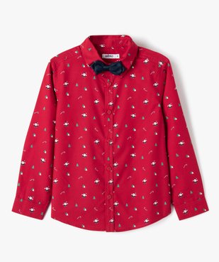 Chemise imprimée spéciale Noël garçon avec noeud papillon vue1 - GEMO (ENFANT) - GEMO