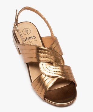 Sandales femme à talon plat et larges brides croisées vue5 - GEMO (CASUAL) - GEMO
