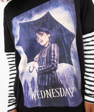 Tee-shirt à manches longues avec motif femme - Wednesday vue2 - WEDNESDAY - GEMO