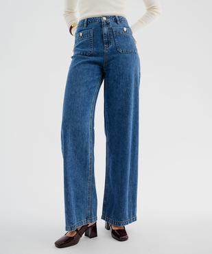 Jean wide leg taille haute avec poches plaquées femme  - LuluCastagnette vue1 - LULU CASTAGNETTE GEMO FOR GOOD - GEMO