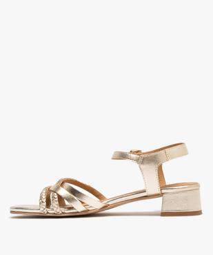 Sandales en cuir multibrides à talon large femme - Tanéo vue3 - TANEO - GEMO