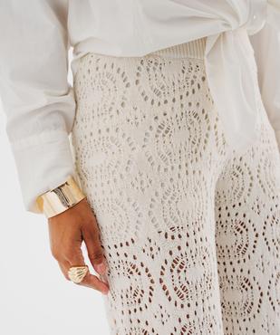 Pantalon en maille ajourée façon crochet femme vue4 - GEMO 4G FEMME - GEMO