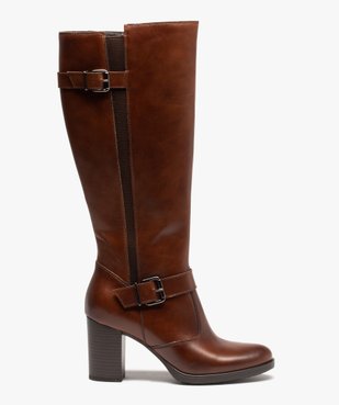 Bottes femme à talon dessus cuir uni avec brides décoratives - Tanéo vue2 - TANEO - GEMO