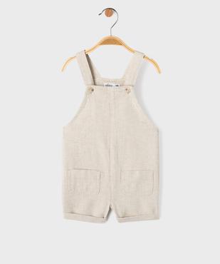 Salopette courte en coton et lin bébé garçon vue1 - GEMO(BEBE DEBT) - GEMO