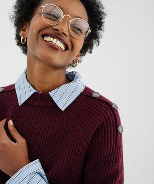 Pull en grosse maille à boutons décoratifs femme vue2 - GEMO(FEMME PAP) - GEMO