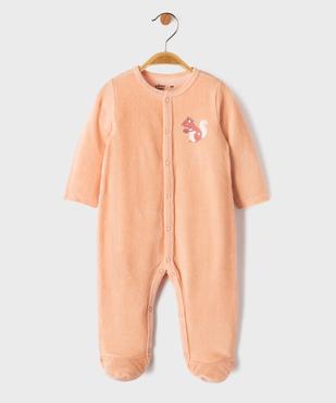 Pyjama en velours côtelé fermeture sur l’avant bébé fille vue1 - GEMO 4G BEBE - GEMO