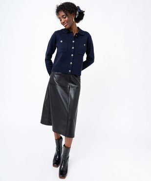 Gilet avec col carré et boutons fantaisie femme vue5 - GEMO(FEMME PAP) - GEMO