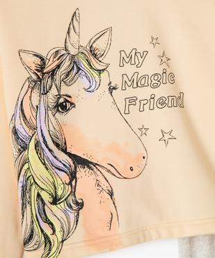 Pyjama fille avec haut molletonné à motif licorne vue2 - GEMO (ENFANT) - GEMO