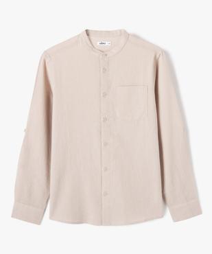 Chemise garçon unie à manches longues et col mao vue1 - GEMO (JUNIOR) - GEMO