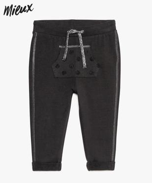 Jogging bébé fille à revers et poche kangourou en coton bio vue1 - GEMO 4G BEBE - GEMO