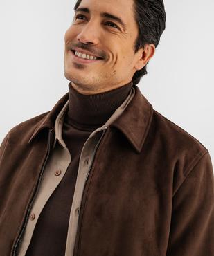 Veste zippée en suédine homme vue2 - GEMO (HOMME) - GEMO