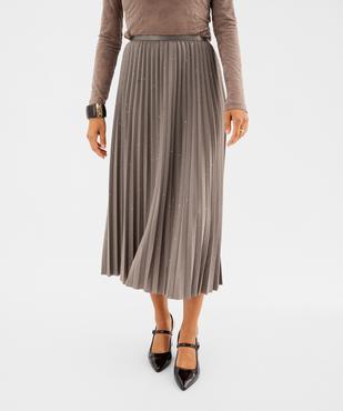 Jupe midi plissée pailletée femme vue1 - GEMO(FEMME PAP) - GEMO