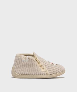 Chaussons montants zippés en velours côtelée bébé fille - LuluCastagnette vue1 - LULU CASTAGNETT - GEMO
