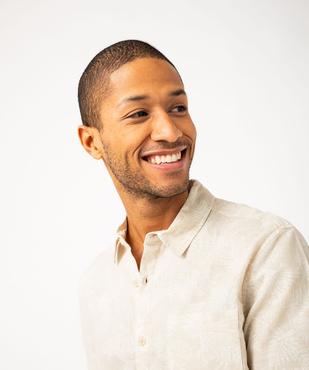 Chemise à manches courtes imprimée à motif feuillage en lin et coton homme vue2 - GEMO 4G HOMME - GEMO