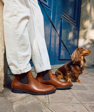 Boots homme Chelsea bout amande dessus lisse vue1 - MARIO BALDANO - GEMO
