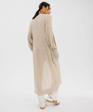 Gilet long en maille pailletée ajourée femme vue3 - GEMO(FEMME PAP) - GEMO