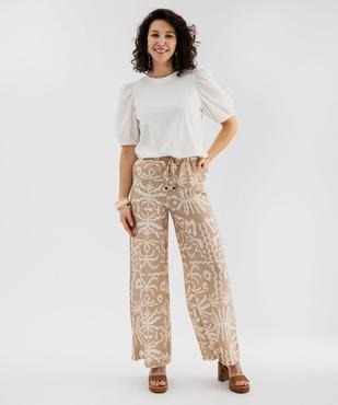 Pantalon large et fluide imprimé femme vue5 - GEMO 4G FEMME - GEMO