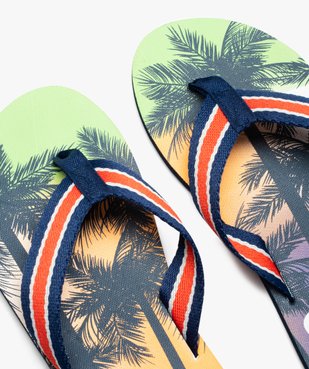 Tongs homme à motif tropical et brides en toile vue3 - GEMO (PLAGE) - GEMO