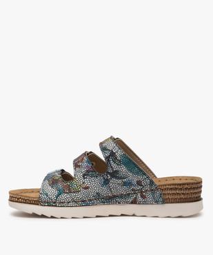 Sandales confort femme mules à talon compensé colorées vue3 - GEMO (CONFORT) - GEMO