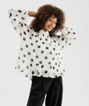 Blouse à pois en voile avec lien dans le dos femme vue4 - GEMO(FEMME PAP) - GEMO