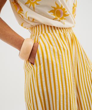 Pantacourt ample à rayures avec taille élastique femme vue2 - GEMO(FEMME PAP) - GEMO