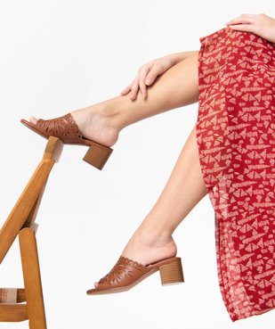 Mules femme à talon dessus large bride ajourée vue1 - GEMO(URBAIN) - GEMO