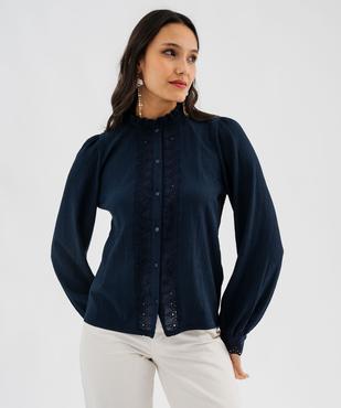 Chemise manches longues en maille texturée et dentelle femme vue1 - GEMO(FEMME PAP) - GEMO