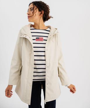 Imperméable déperlant à capuche rayée femme - LuluCastagnette vue3 - LULUCASTAGNETTE - GEMO
