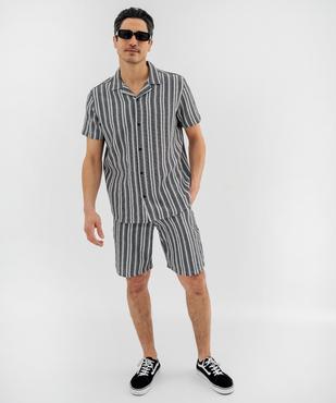 Bermuda rayé en textile de coton tissé homme vue5 - GEMO 4G HOMME - GEMO