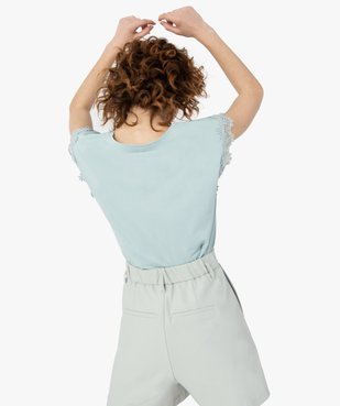 Tee-shirt femme sans manches avec emmanchures dentelle vue3 - GEMO(FEMME PAP) - GEMO