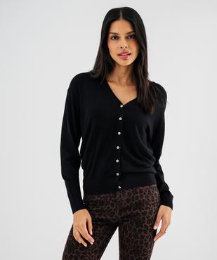 Gilet en maille fine et douce à petits boutons irisés femme vue1 - GEMO 4G FEMME - GEMO