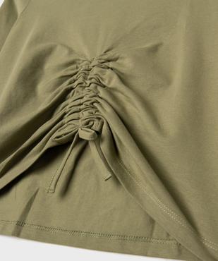 Tee-shirt manches longues coupe courte avec devant froncé fille vue2 - GEMO 4G FILLE - GEMO