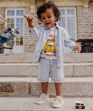 Short en jean avec taille ajustable bébé garçon vue4 - GEMO(BEBE DEBT) - GEMO