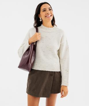 Pull maille col montant femme vue2 - GEMO(FEMME PAP) - GEMO