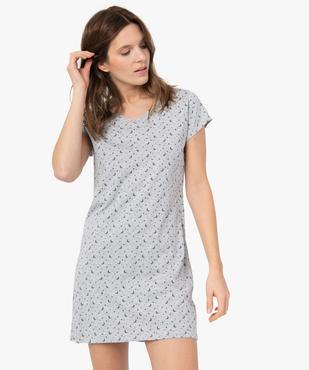 Chemise de nuit imprimée à manches courtes femme vue1 - GEMO 4G FEMME - GEMO