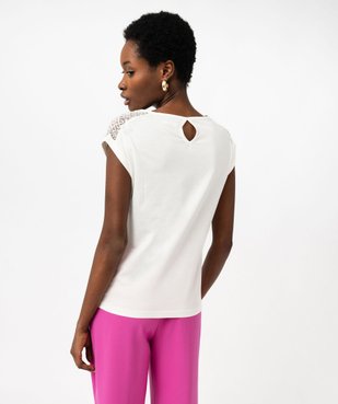 Tee-shirt à manches courtes avec épaules en dentelle femme vue3 - GEMO 4G FEMME - GEMO
