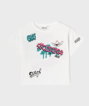 Tee-shirt manches courtes coupe loose imprimé devant et dos fille - Stitch vue1 - LILO & STITCH - GEMO