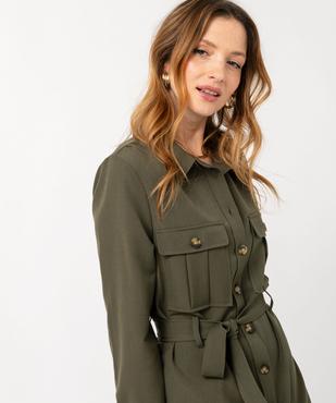 Robe chemise manches longues esprit saharienne femme vue2 - GEMO(FEMME PAP) - GEMO