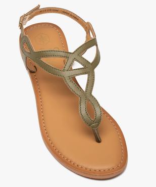 Sandales femme à entre-doigts brides en cuir entrelacées vue5 - GEMO (CASUAL) - GEMO
