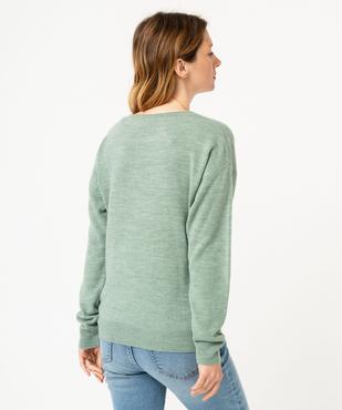 Pull fin à col rond finitions roulottée femme vue3 - GEMO(FEMME PAP) - GEMO