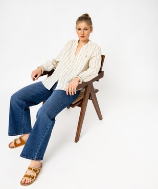 Pantacourt en jean large avec ceinture à nouer femme - LuluCastagnette vue5 - LULUCASTAGNETTE - GEMO
