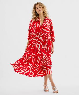 Robe à manches 3/4 imprimée en viscose femme  vue2 - GEMO 4G FEMME - GEMO