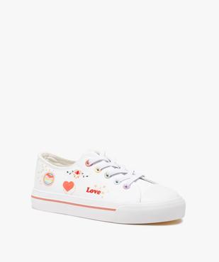 Baskets fille en toile avec graffitis et lacets élastiques vue2 - GEMO (ENFANT) - GEMO