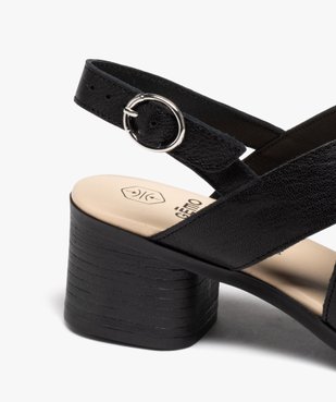 Sandales femme unies en cuir à talon carré moyen avec brides croisées vue6 - GEMO 4G FEMME - GEMO