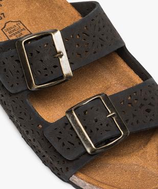 Sandales femme mules plates en cuir sur semelle liège vue6 - GEMO (CASUAL) - GEMO