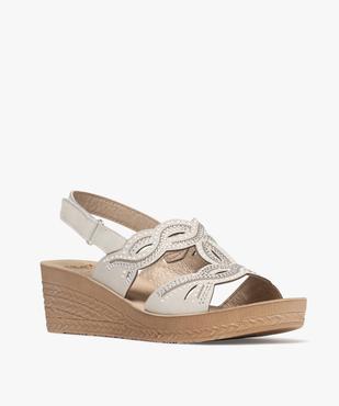 Sandales confort compensées avec perles et strass femme vue2 - G'FLEX - GEMO
