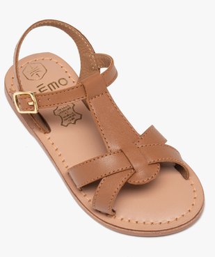 Sandales fille en cuir uni à multiples brides  vue5 - GEMO (ENFANT) - GEMO