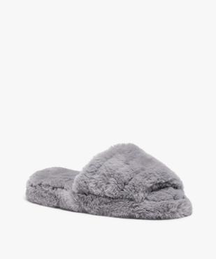 Chaussons mules unies en textile peluche femme vue2 - GEMO(HOMWR FEM) - GEMO