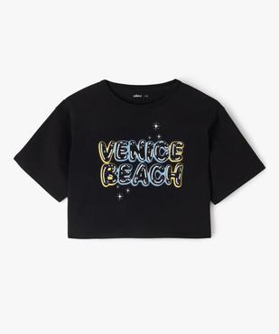 Tee-shirt manches courtes crop top imprimé fille vue1 - GEMO 4G FILLE - GEMO