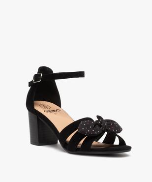 Sandales femme à talon dessus suédine et nœud en tissu vue2 - GEMO(URBAIN) - GEMO